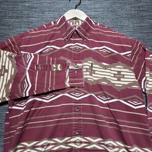 Clearwater Outfitters Shirt Men's L Red Tribal Western Long Sleeve Button Up